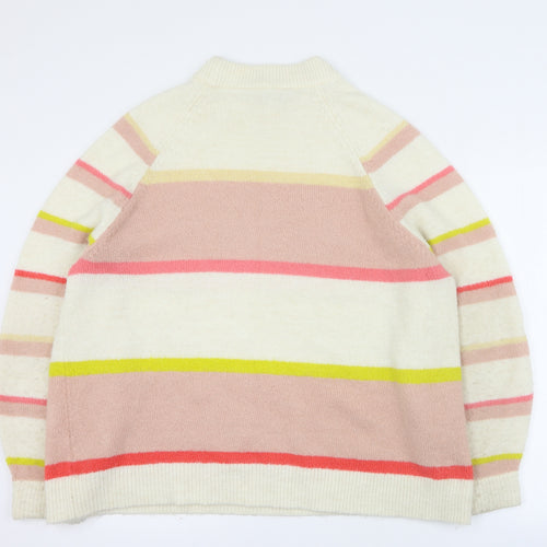 F&F Womens Beige Mock Neck Striped Acrylic Pullover Jumper Size 18