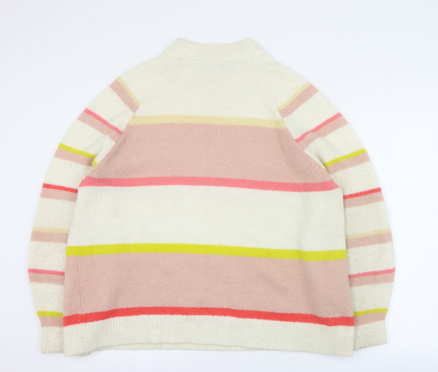 F&F Womens Beige Mock Neck Striped Acrylic Pullover Jumper Size 18