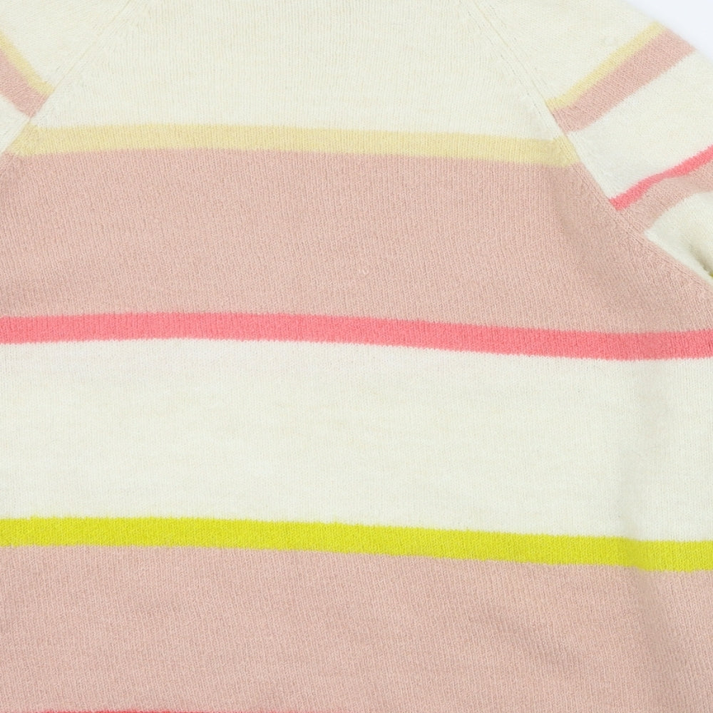 F&F Womens Beige Mock Neck Striped Acrylic Pullover Jumper Size 18