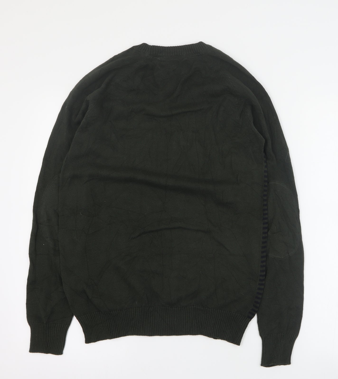 Primark Mens Green Crew Neck Striped Cotton Pullover Jumper Size XS