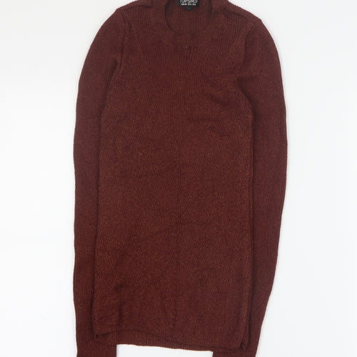 Topshop Womens Brown Round Neck  Viscose Pullover Jumper Size 8