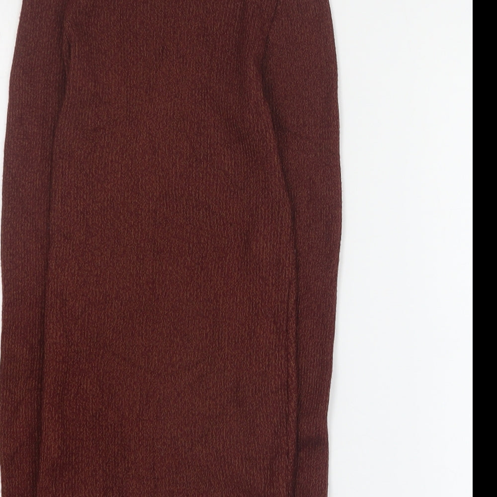 Topshop Womens Brown Round Neck  Viscose Pullover Jumper Size 8