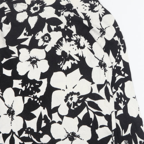 Marks and Spencer Womens Black Round Neck Floral Viscose Pullover Jumper Size 8