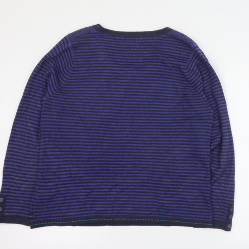 Per Una Womens Purple Scoop Neck Striped Acrylic Pullover Jumper Size 18