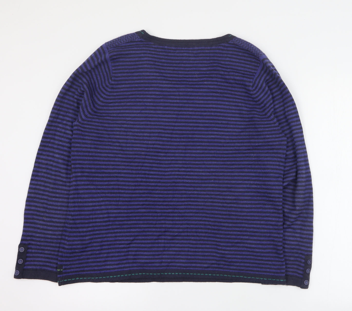 Per Una Womens Purple Scoop Neck Striped Acrylic Pullover Jumper Size 18