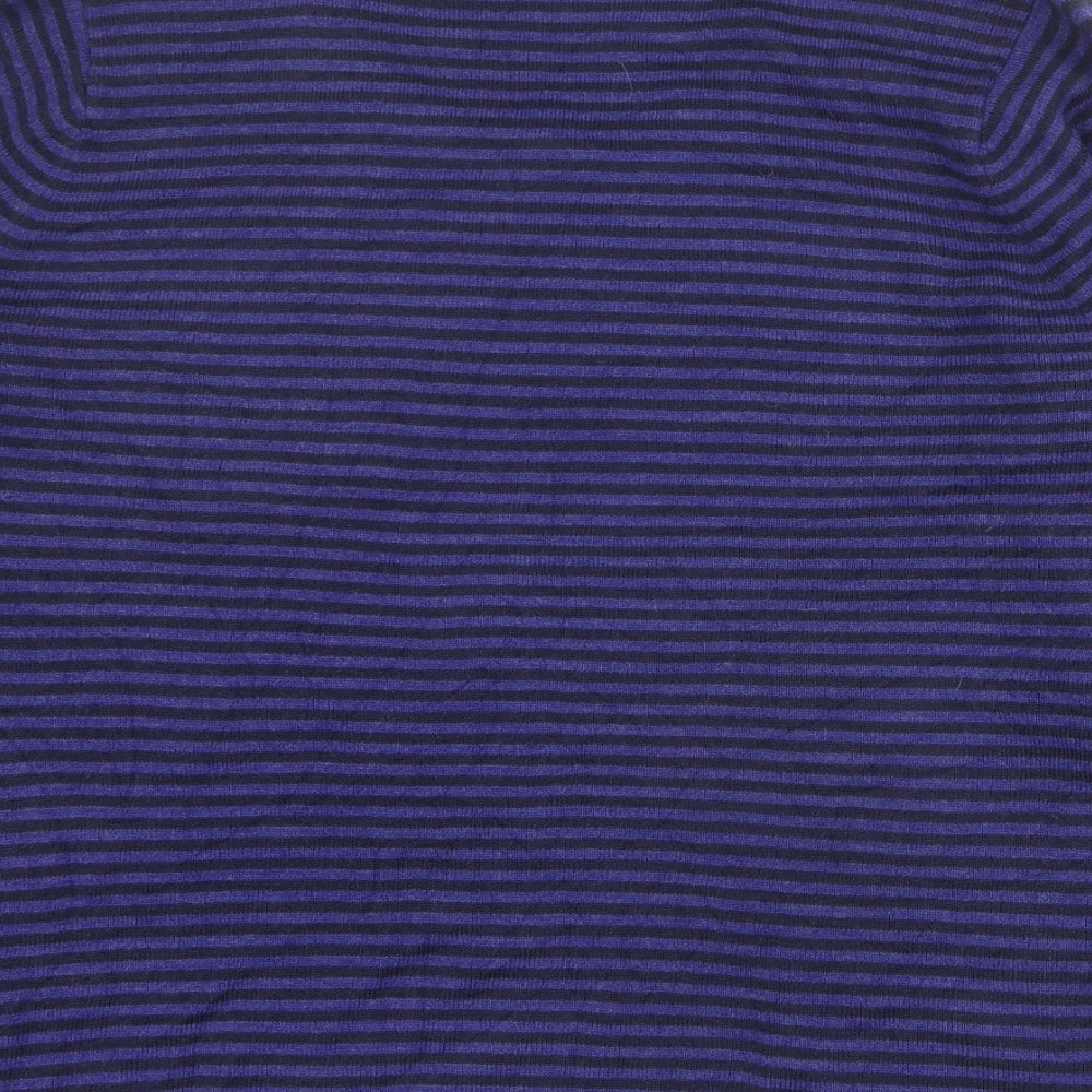 Per Una Womens Purple Scoop Neck Striped Acrylic Pullover Jumper Size 18