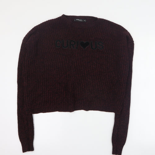 FB Sister Womens Red Round Neck  Acrylic Pullover Jumper Size XS   - 'Curious'