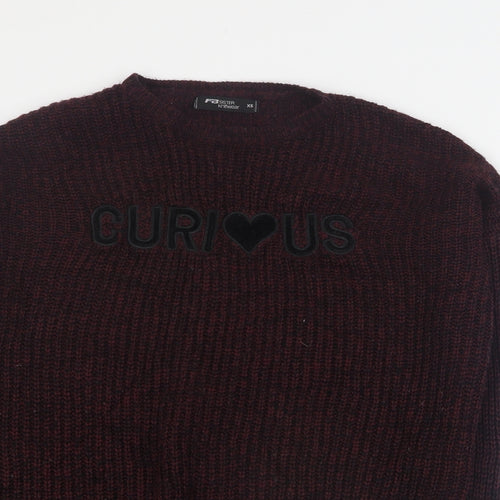 FB Sister Womens Red Round Neck  Acrylic Pullover Jumper Size XS   - 'Curious'