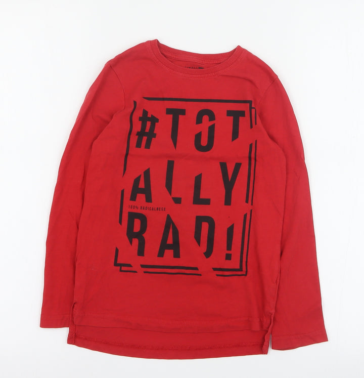 TU Boys Red 100% Cotton Basic T-Shirt Size 7 Years Crew Neck Pullover
