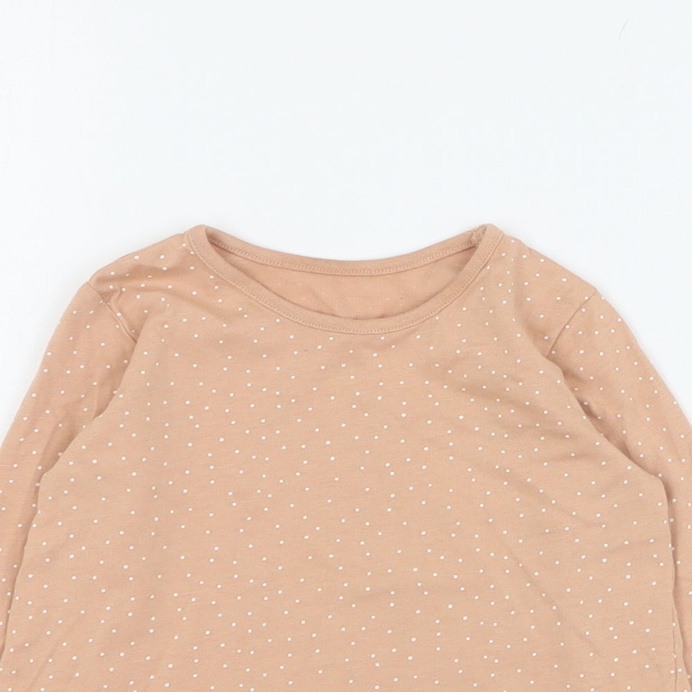 George Baby Beige Polka Dot 100% Cotton Basic T-Shirt Size 12-18 Months Round Neck Pullover