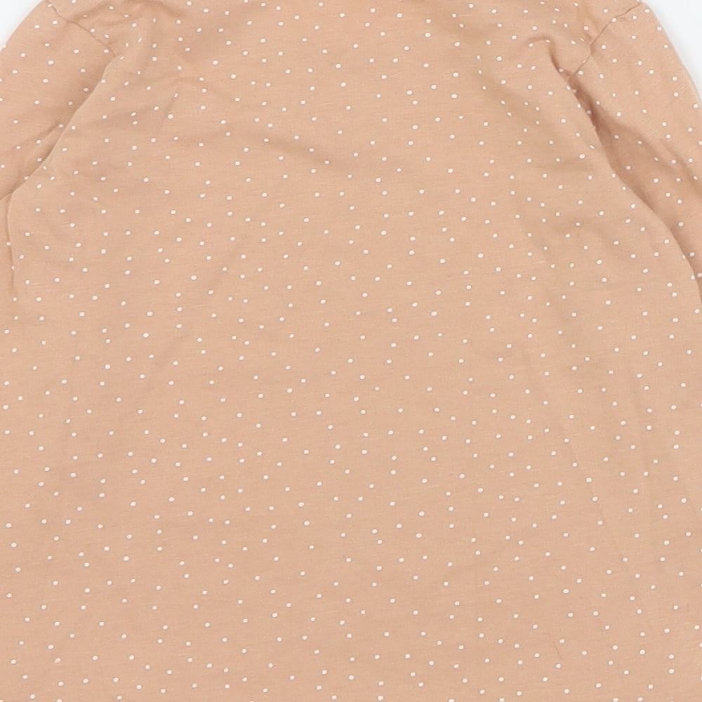 George Baby Beige Polka Dot 100% Cotton Basic T-Shirt Size 12-18 Months Round Neck Pullover