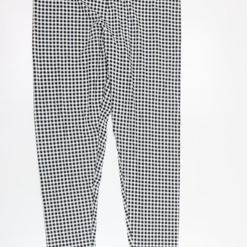 TU Womens Black Check Cotton Cropped Leggings Size 16 L30 in