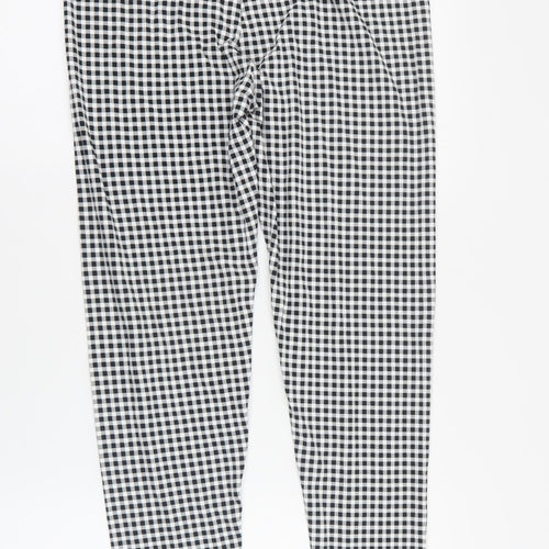 TU Womens Black Check Cotton Cropped Leggings Size 16 L30 in
