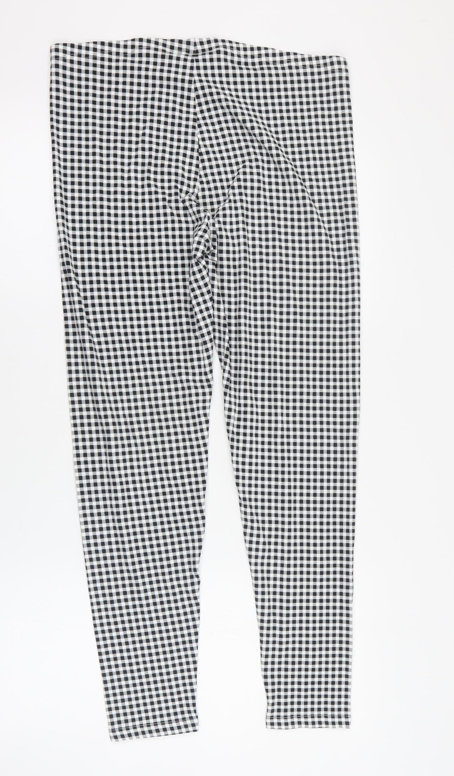 TU Womens Black Check Cotton Cropped Leggings Size 16 L30 in