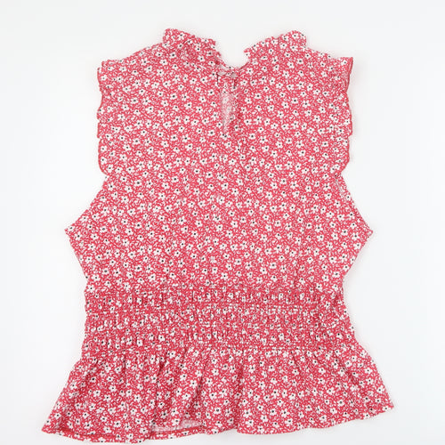 New Look Womens Red Floral Polyester Basic Tank Size 18 Round Neck