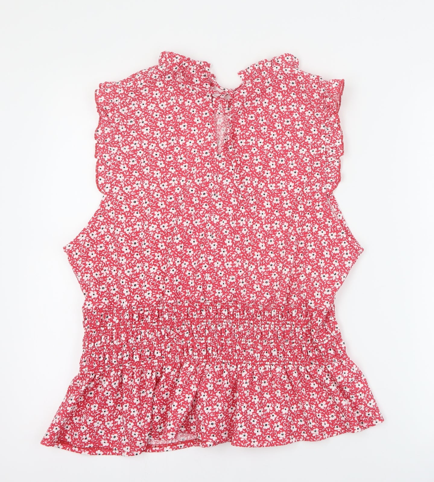 New Look Womens Red Floral Polyester Basic Tank Size 18 Round Neck