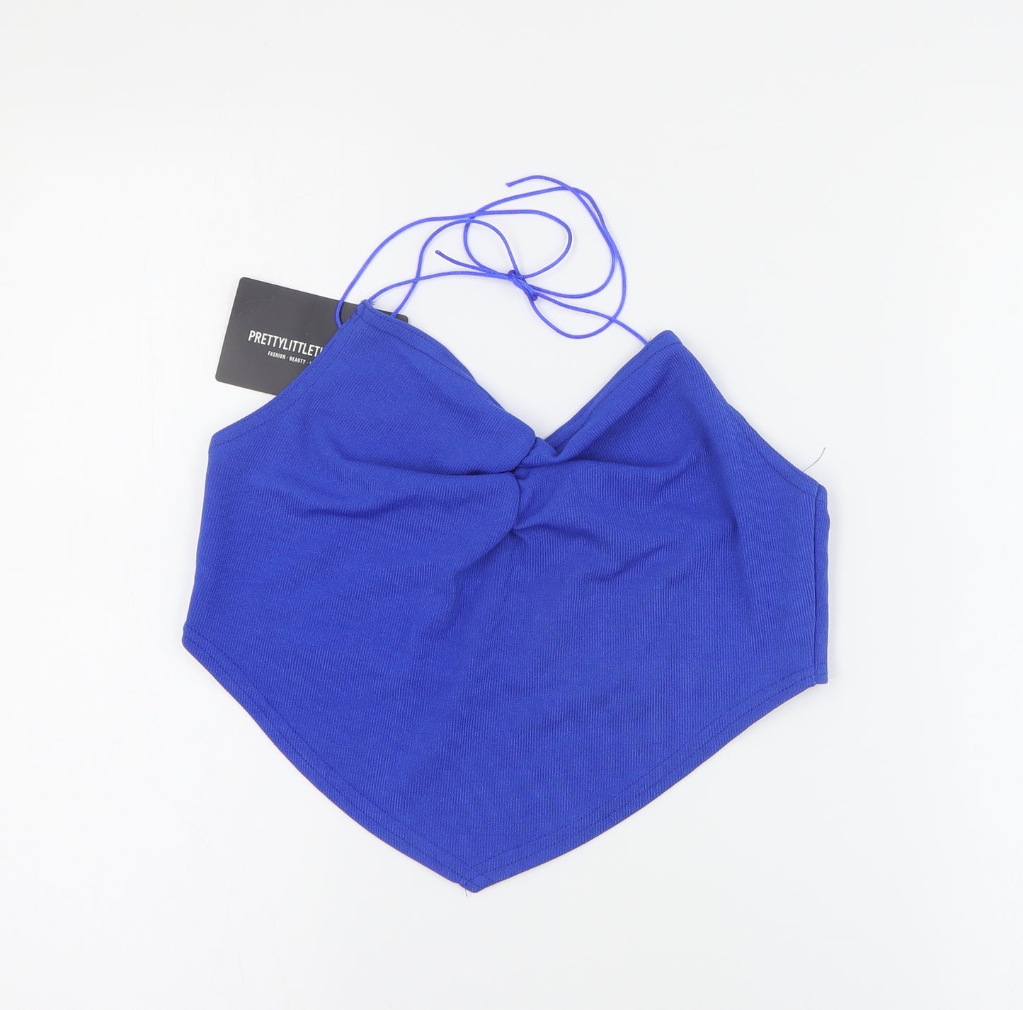 PRETTYLITTLETHING Womens Blue  Polyester Basic Tank Size 16 V-Neck