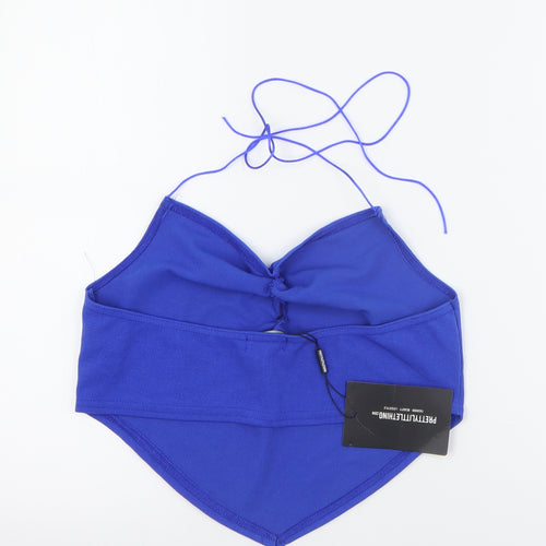 PRETTYLITTLETHING Womens Blue  Polyester Basic Tank Size 16 V-Neck