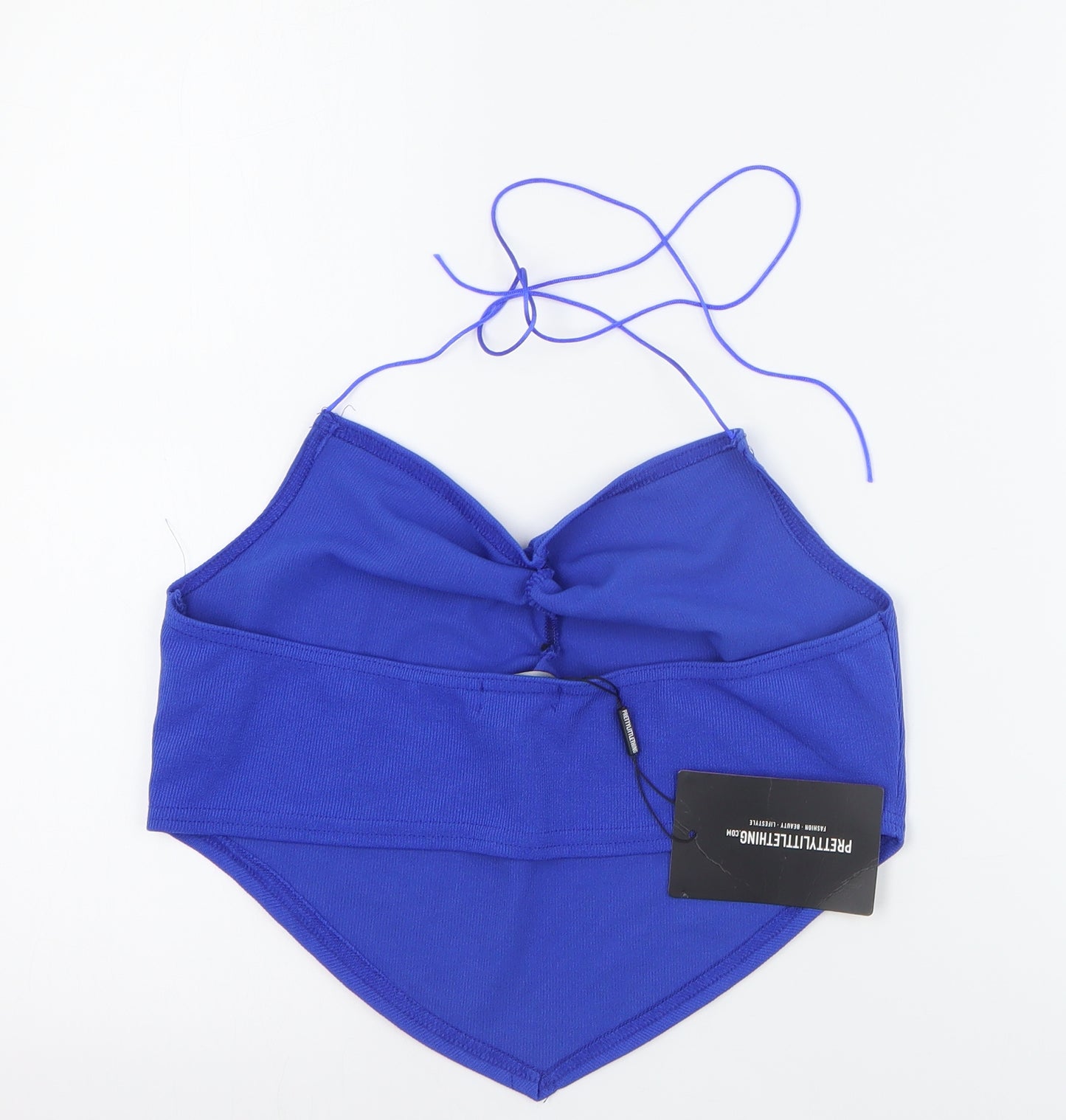 PRETTYLITTLETHING Womens Blue  Polyester Basic Tank Size 16 V-Neck
