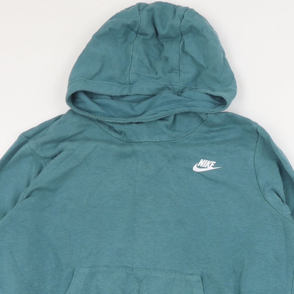 Nike Womens Blue  Cotton Pullover Hoodie Size L  Pullover