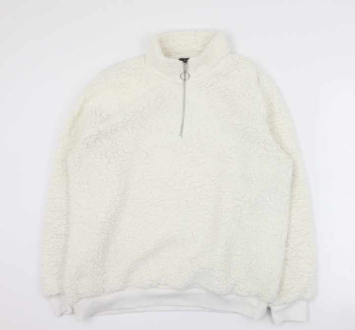 Peacocks Womens White 100% Polyester Pullover Sweatshirt Size 14 Zip