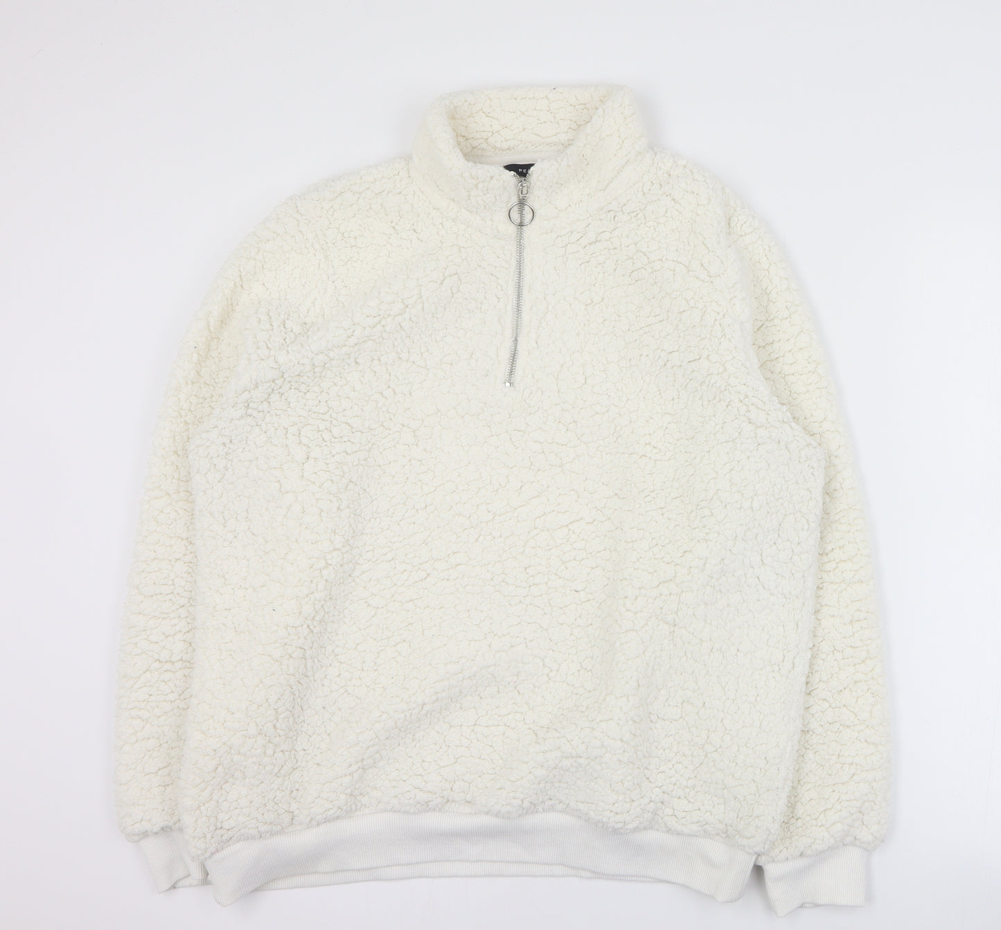 Peacocks Womens White  100% Polyester Pullover Sweatshirt Size 14  Zip
