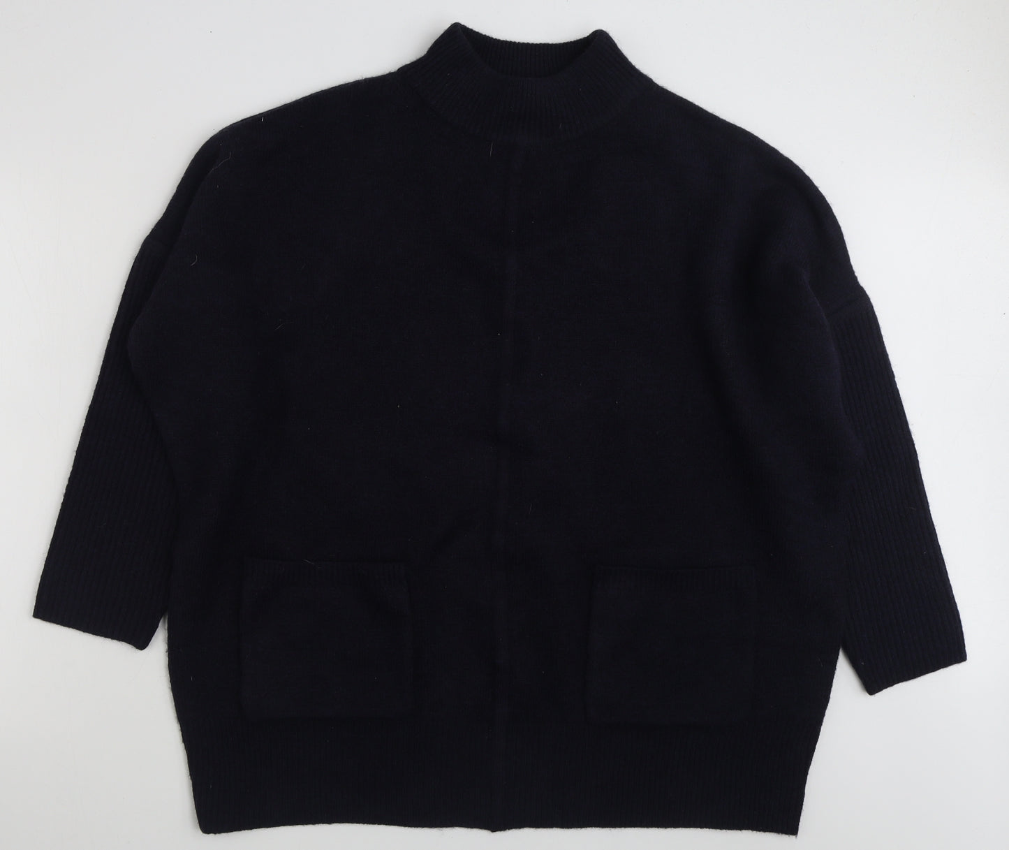 Marks and Spencer Womens Blue High Neck  Acrylic Pullover Jumper Size XL