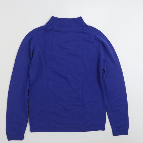 EWM Womens Blue High Neck  100% Wool Pullover Jumper Size 10   - Size 10-12