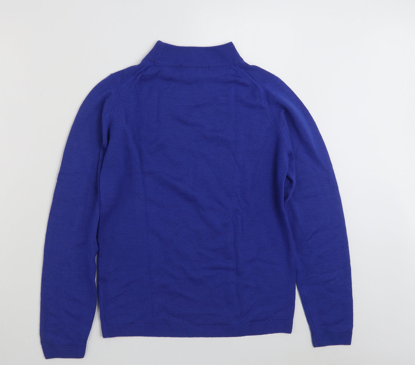 EWM Womens Blue High Neck  100% Wool Pullover Jumper Size 10   - Size 10-12