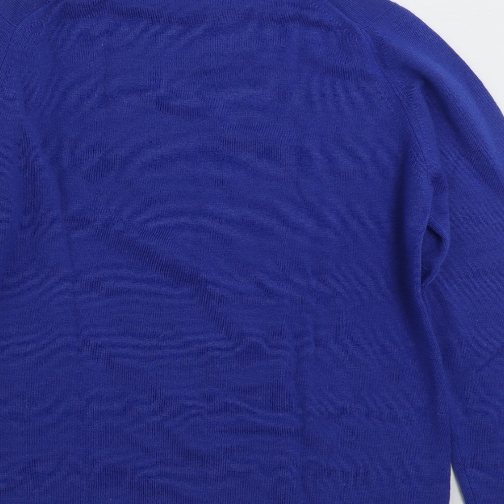 EWM Womens Blue High Neck  100% Wool Pullover Jumper Size 10   - Size 10-12