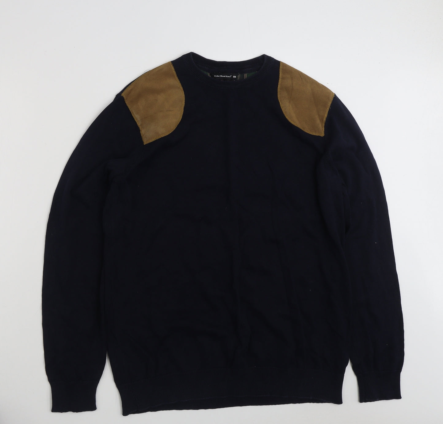 Cedar Wood State Mens Blue Crew Neck  Cotton Pullover Jumper Size 2XL