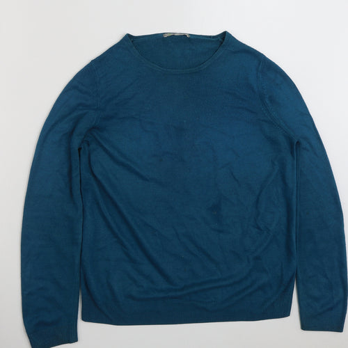 Marks and Spencer Womens Blue Crew Neck  Acrylic Pullover Jumper Size 12
