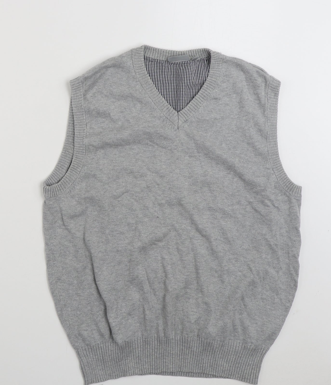 Avenue Mens Grey V-Neck  Cotton Vest Jumper Size M
