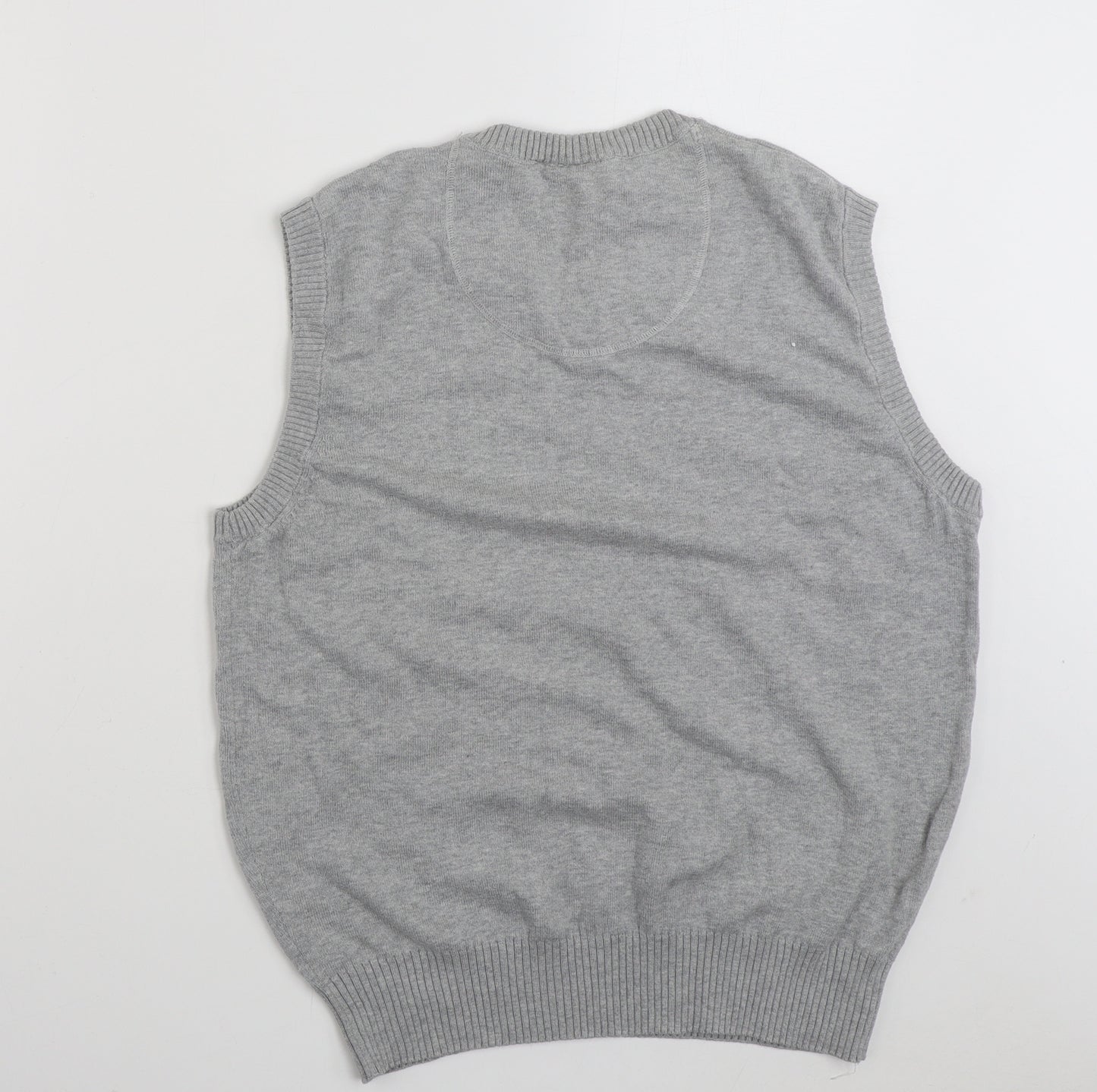 Avenue Mens Grey V-Neck  Cotton Vest Jumper Size M