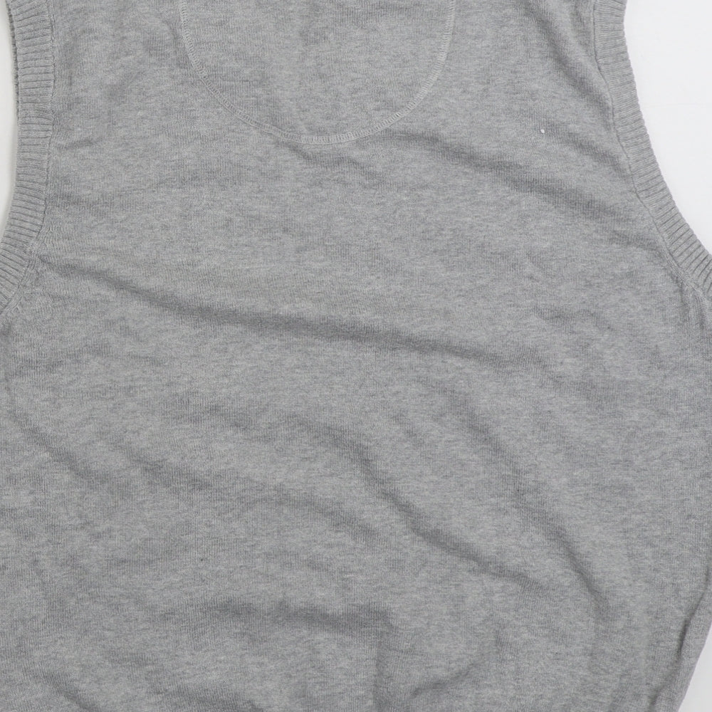 Avenue Mens Grey V-Neck  Cotton Vest Jumper Size M