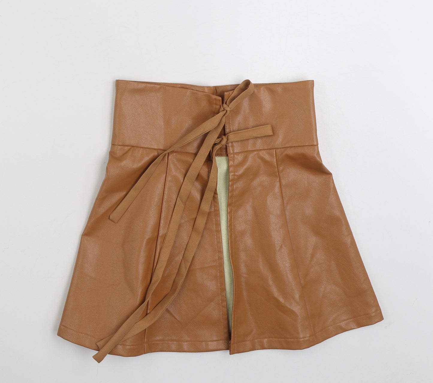 In the Style Womens Brown  Polyester A-Line Skirt Size 8   Tie - Open Skirt