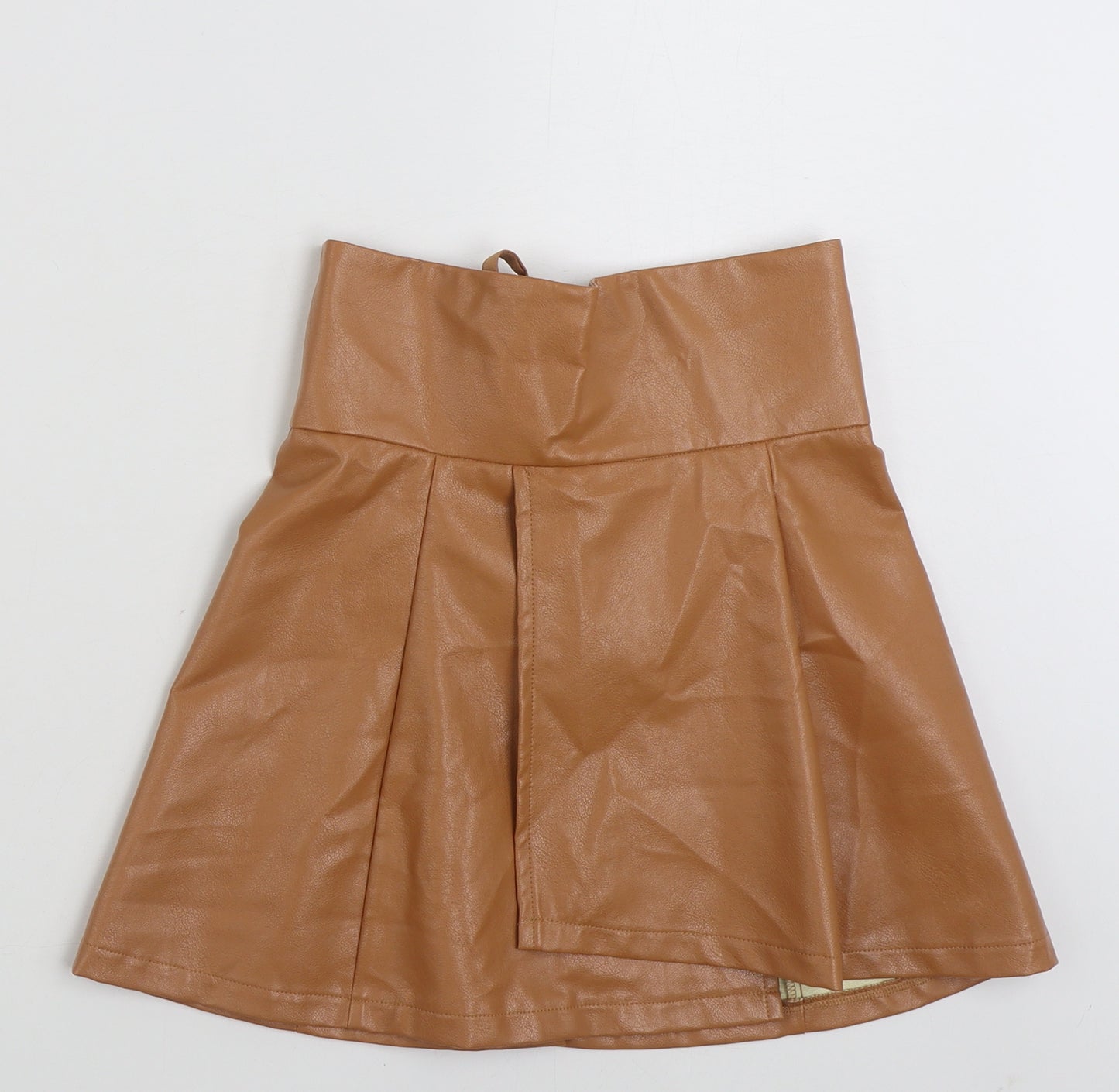 In the Style Womens Brown  Polyester A-Line Skirt Size 8   Tie - Open Skirt
