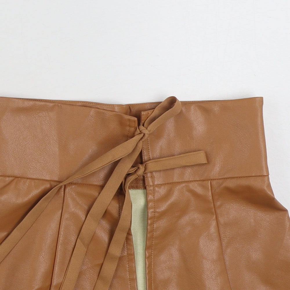 In the Style Womens Brown  Polyester A-Line Skirt Size 8   Tie - Open Skirt