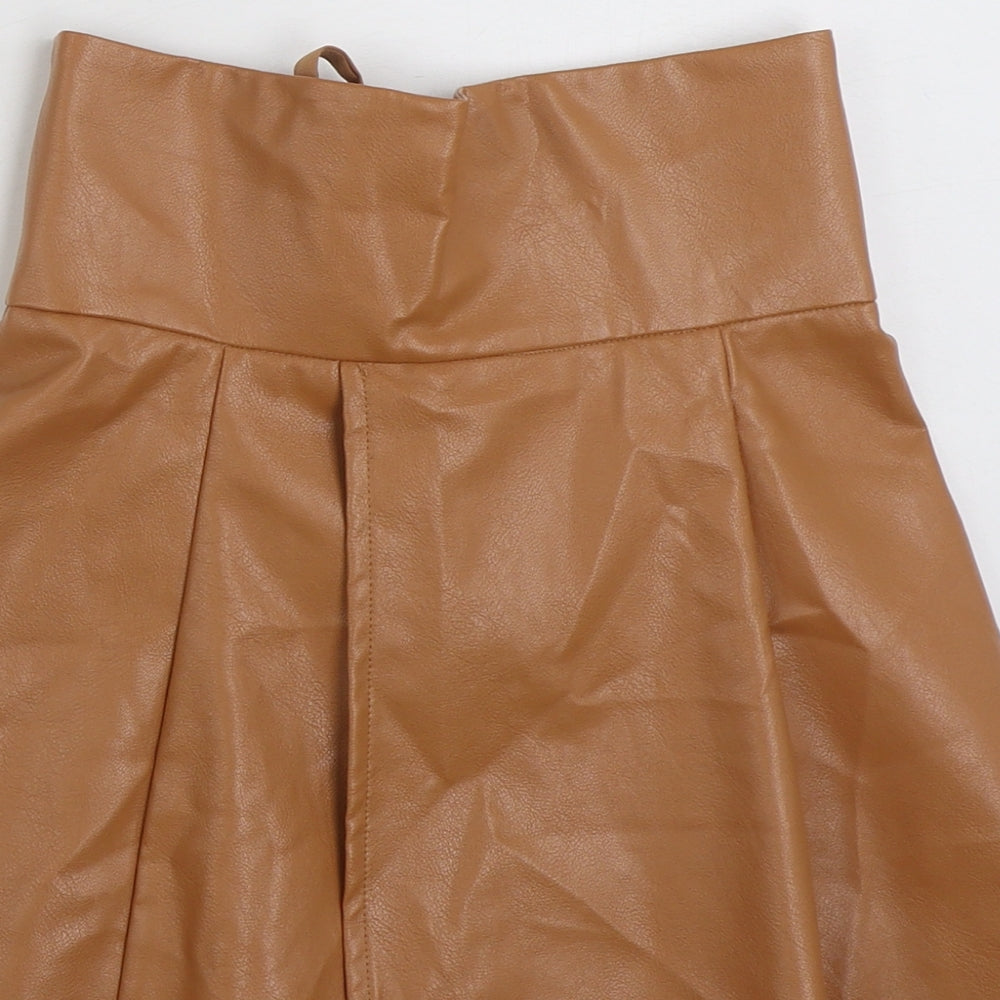 In the Style Womens Brown  Polyester A-Line Skirt Size 8   Tie - Open Skirt