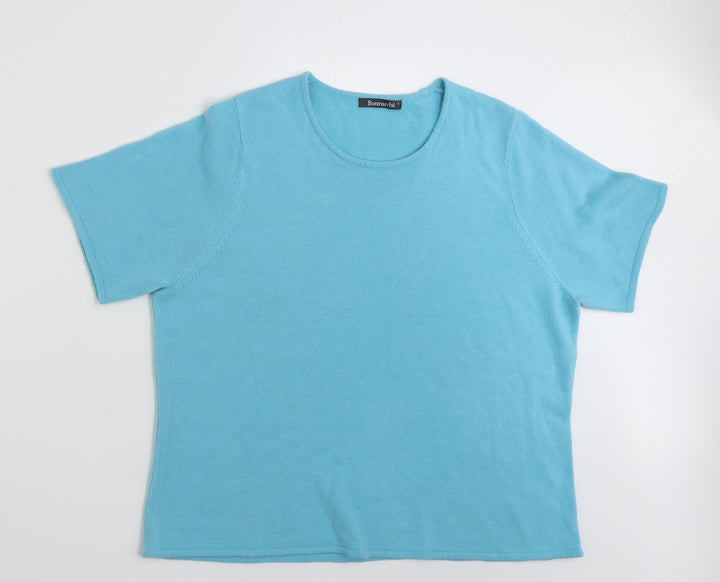 Bonmarché Womens Blue Scoop Neck  Acrylic Pullover Jumper Size L