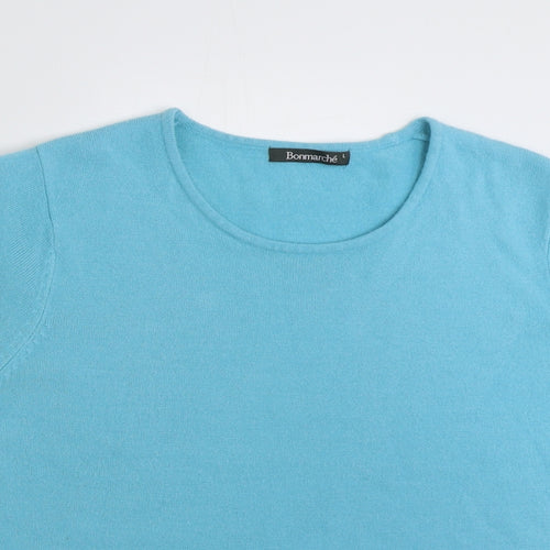 Bonmarché Womens Blue Scoop Neck  Acrylic Pullover Jumper Size L