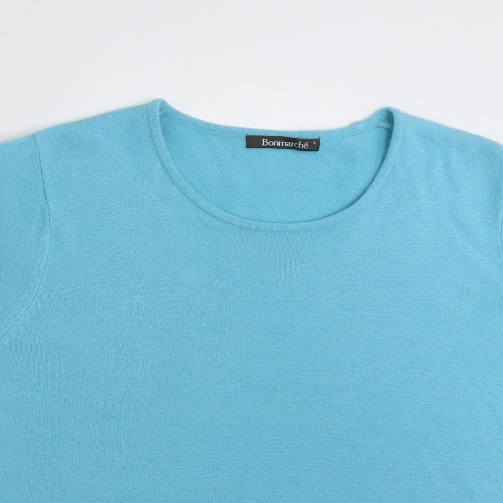 Bonmarché Womens Blue Scoop Neck  Acrylic Pullover Jumper Size L