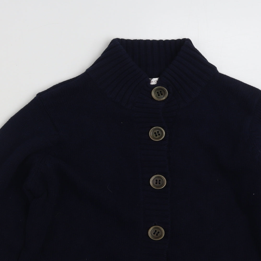 EWM Womens Blue High Neck  100% Cotton Cardigan Jumper Size 14