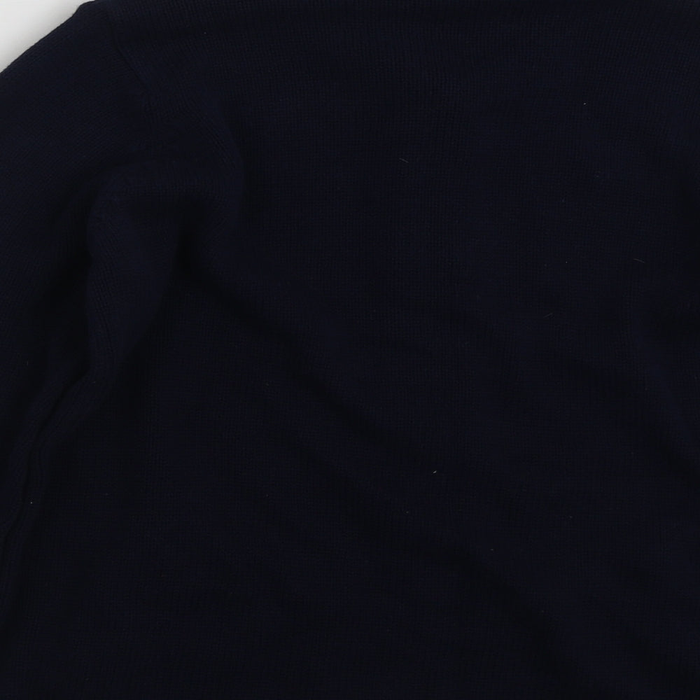 EWM Womens Blue High Neck  100% Cotton Cardigan Jumper Size 14