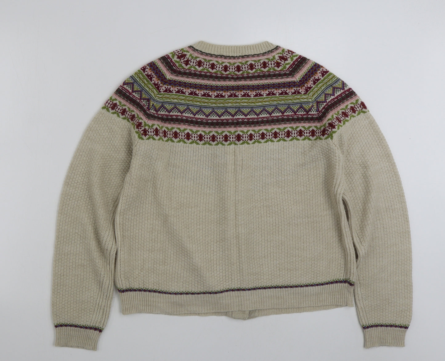 Marks and Spencer Womens Multicoloured Scoop Neck Geometric Acrylic Cardigan Jumper Size 14