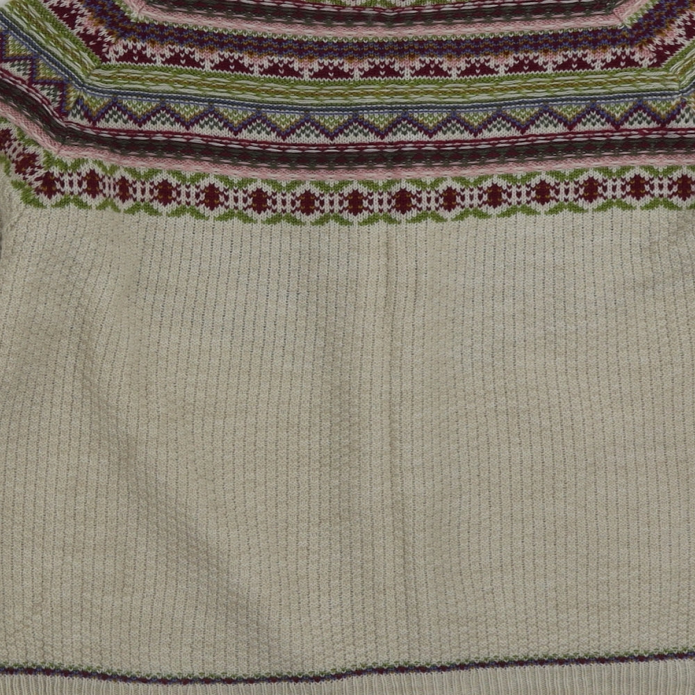 Marks and Spencer Womens Multicoloured Scoop Neck Geometric Acrylic Cardigan Jumper Size 14