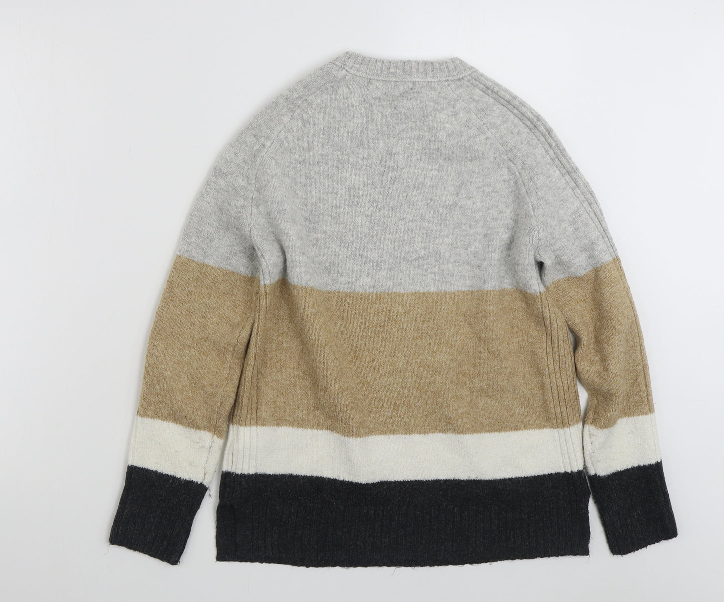 Marks and Spencer Womens Grey Crew Neck  Acrylic Pullover Jumper Size S   - Colourblock
