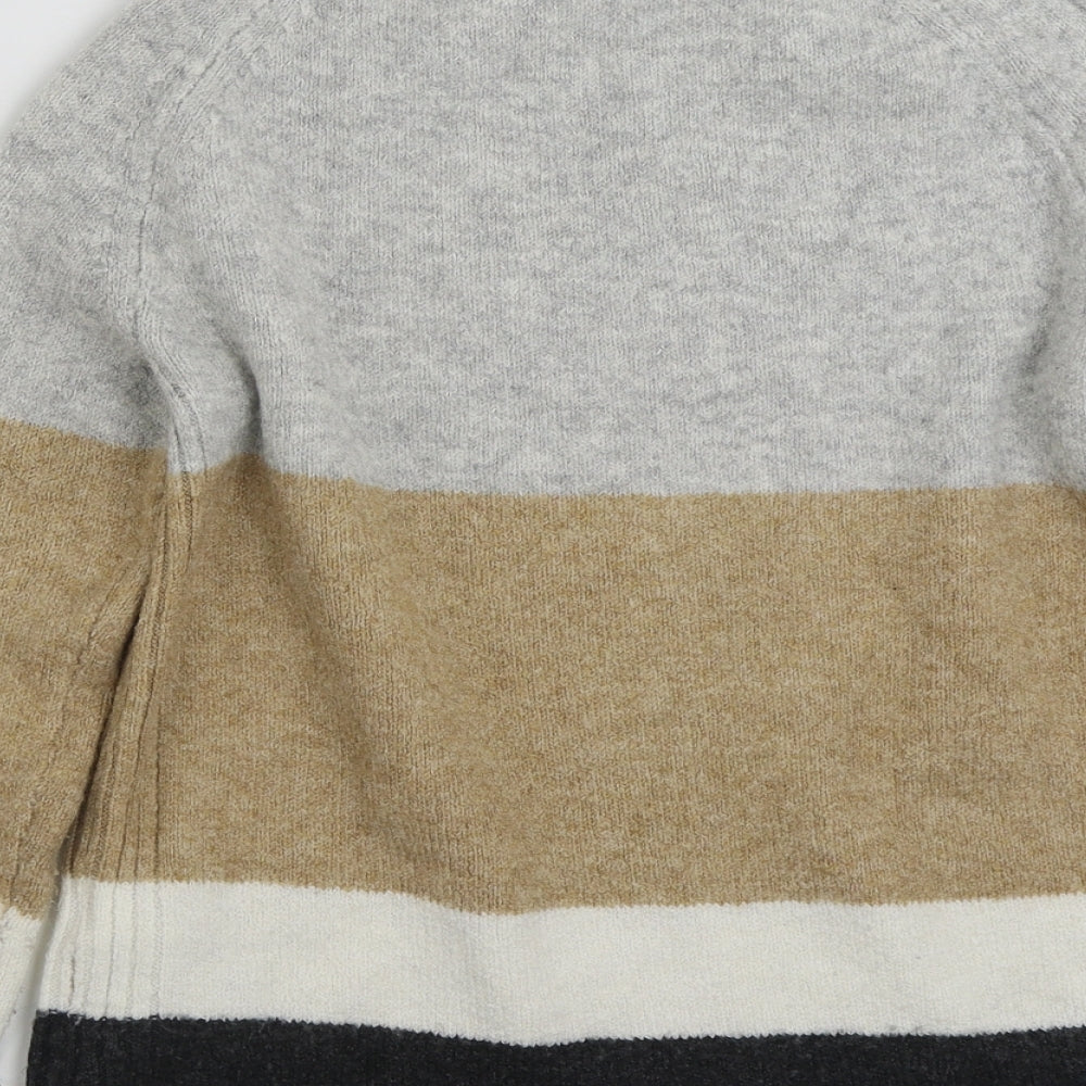Marks and Spencer Womens Grey Crew Neck  Acrylic Pullover Jumper Size S   - Colourblock