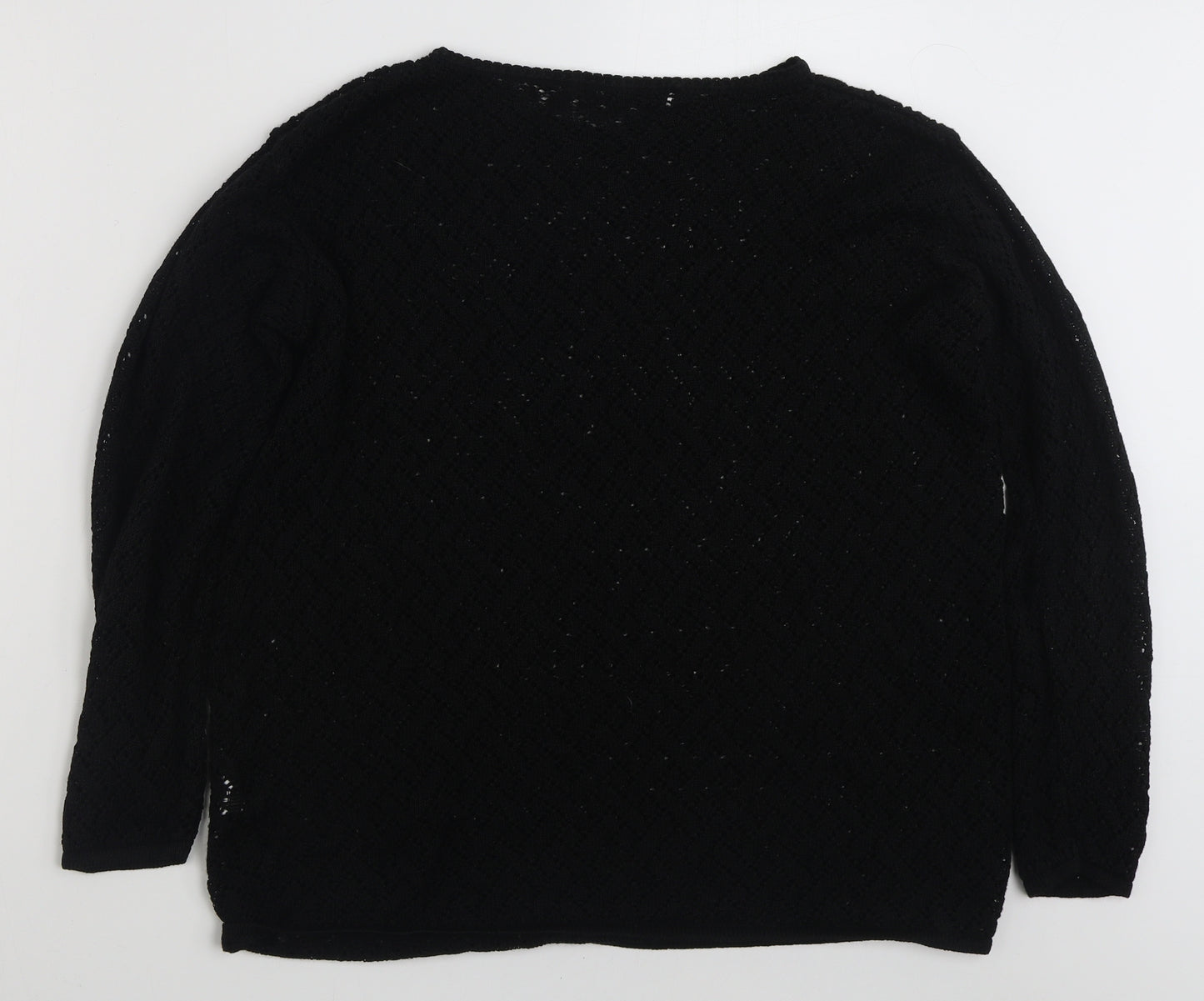 Berkertex Womens Black Crew Neck Geometric Acrylic Pullover Jumper Size 18   - Size 18-20