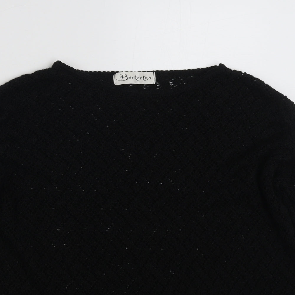 Berkertex Womens Black Crew Neck Geometric Acrylic Pullover Jumper Size 18   - Size 18-20
